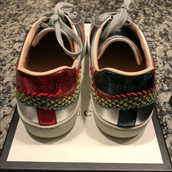 Gucci ace silver dragon sneakers